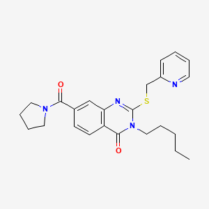 molecular formula C24H28N4O2S B2610505 3-Pentyl-2-[(Pyridin-2-Ylmethyl)sulfanyl]-7-(Pyrrolidin-1-Ylcarbonyl)quinazolin-4(3h)-One CAS No. 309749-89-1