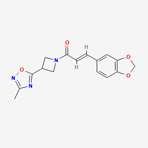 (E)-3-(benzo[d][1,3]dioxol-5-yl)-1-(3-(3-methyl-1,2,4-oxadiazol-5-yl)azetidin-1-yl)prop-2-en-1-one