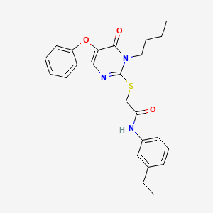 molecular formula C24H25N3O3S B2610519 2-((3-butyl-4-oxo-3,4-dihydrobenzofuro[3,2-d]pyrimidin-2-yl)thio)-N-(3-ethylphenyl)acetamide CAS No. 899754-26-8