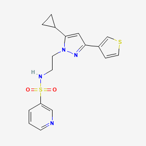 molecular formula C17H18N4O2S2 B2610522 N-(2-(5-cyclopropyl-3-(thiophen-3-yl)-1H-pyrazol-1-yl)ethyl)pyridine-3-sulfonamide CAS No. 2034451-29-9