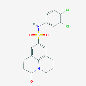 molecular formula C18H16Cl2N2O3S B2610524 N-(3,4-dichlorophenyl)-3-oxo-1,2,3,5,6,7-hexahydropyrido[3,2,1-ij]quinoline-9-sulfonamide CAS No. 898464-84-1