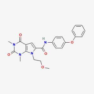 molecular formula C24H24N4O5 B2610539 7-(2-methoxyethyl)-1,3-dimethyl-2,4-dioxo-N-(4-phenoxyphenyl)-2,3,4,7-tetrahydro-1H-pyrrolo[2,3-d]pyrimidine-6-carboxamide CAS No. 1021257-41-9