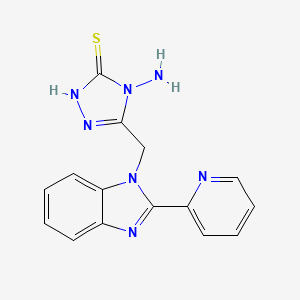 molecular formula C15H13N7S B2610540 4-Amino-5-[(2-pyridin-2-yl-1H-benzimidazol-1-yl)methyl]-4H-1,2,4-triazole-3-thiol CAS No. 895835-38-8