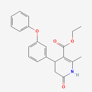 molecular formula C21H21NO4 B2610541 Ethyl 2-methyl-6-oxo-4-(3-phenoxyphenyl)-1,4,5,6-tetrahydropyridine-3-carboxylate CAS No. 294853-71-7