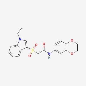 molecular formula C20H20N2O5S B2610542 N-(2,3-dihydro-1,4-benzodioxin-6-yl)-2-(1-ethylindol-3-yl)sulfonylacetamide CAS No. 686743-75-9
