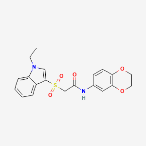 molecular formula C20H20N2O5S B2610542 N-(2,3-dihydro-1,4-benzodioxin-6-yl)-2-[(1-ethyl-1H-indol-3-yl)sulfonyl]acetamide CAS No. 686743-75-9