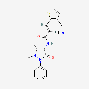 (E)-2-cyano-N-(1,5-dimethyl-3-oxo-2-phenylpyrazol-4-yl)-3-(3-methylthiophen-2-yl)prop-2-enamide