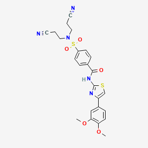 molecular formula C24H23N5O5S2 B2610545 4-[bis(2-cyanoethyl)sulfamoyl]-N-[4-(3,4-dimethoxyphenyl)-1,3-thiazol-2-yl]benzamide CAS No. 392236-31-6