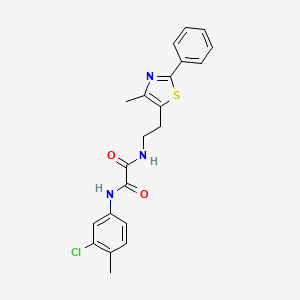 molecular formula C21H20ClN3O2S B2610554 N1-(3-chloro-4-methylphenyl)-N2-(2-(4-methyl-2-phenylthiazol-5-yl)ethyl)oxalamide CAS No. 894012-32-9