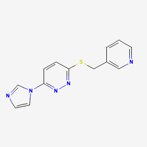 molecular formula C13H11N5S B2610555 3-(1H-imidazol-1-yl)-6-((pyridin-3-ylmethyl)thio)pyridazine CAS No. 1334370-68-1