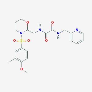 molecular formula C21H26N4O6S B2610566 N1-((3-((4-甲氧基-3-甲苯基)磺酰基)-1,3-恶唑烷-2-基)甲基)-N2-(吡啶-2-基甲基)草酰胺 CAS No. 872986-20-4