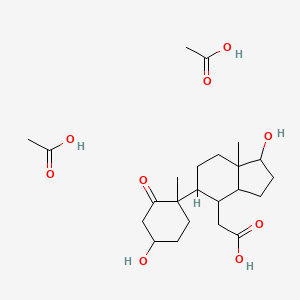 4-Indanacetic acid, hexahydro-1-hydroxy-5-(4-hydroxy-1-methyl-2-oxocyclohexyl)-7a-methyl-, diacetate