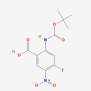 molecular formula C12H13FN2O6 B2610589 4-Fluoro-2-[(2-methylpropan-2-yl)oxycarbonylamino]-5-nitrobenzoic acid CAS No. 2248410-54-8