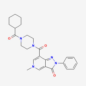 molecular formula C25H29N5O3 B2610590 7-(4-(cyclohexanecarbonyl)piperazine-1-carbonyl)-5-methyl-2-phenyl-2H-pyrazolo[4,3-c]pyridin-3(5H)-one CAS No. 1021062-45-2
