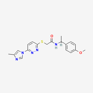 molecular formula C19H21N5O2S B2610591 N-(1-(4-甲氧基苯基)乙基)-2-((6-(4-甲基-1H-咪唑-1-基)嘧啶-3-基)硫代)乙酰胺 CAS No. 1251616-10-0