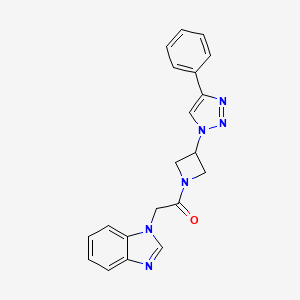 molecular formula C20H18N6O B2610602 2-(1H-benzo[d]imidazol-1-yl)-1-(3-(4-phenyl-1H-1,2,3-triazol-1-yl)azetidin-1-yl)ethanone CAS No. 2034425-73-3
