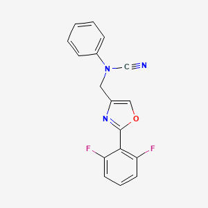 molecular formula C17H11F2N3O B2610610 N-cyano-N-{[2-(2,6-difluorophenyl)-1,3-oxazol-4-yl]methyl}aniline CAS No. 1808581-39-6