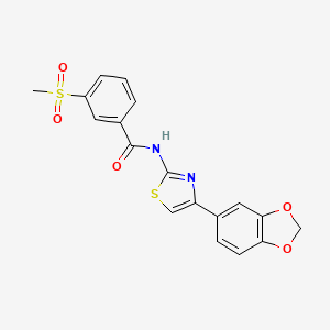 molecular formula C18H14N2O5S2 B2610614 N-(4-(苯并[d][1,3]二氧杂环-5-基)噻唑-2-基)-3-(甲磺酰基)苯甲酰胺 CAS No. 896288-15-6