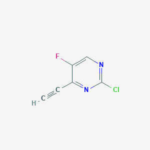 molecular formula C6H2ClFN2 B2610620 2-氯-4-乙炔基-5-氟嘧啶 CAS No. 2445786-25-2