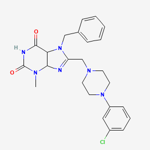 molecular formula C24H25ClN6O2 B2610623 7-benzyl-8-{[4-(3-chlorophenyl)piperazin-1-yl]methyl}-3-methyl-2,3,6,7-tetrahydro-1H-purine-2,6-dione CAS No. 847407-82-3