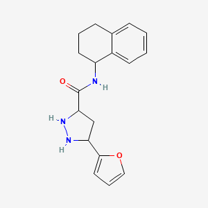 molecular formula C18H17N3O2 B2610625 5-(furan-2-yl)-N-(1,2,3,4-tetrahydronaphthalen-1-yl)pyrazolidine-3-carboxamide CAS No. 1134305-93-3