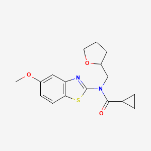 molecular formula C17H20N2O3S B2610627 N-(5-methoxybenzo[d]thiazol-2-yl)-N-((tetrahydrofuran-2-yl)methyl)cyclopropanecarboxamide CAS No. 920156-27-0