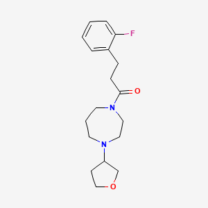 molecular formula C18H25FN2O2 B2610629 3-(2-氟苯基)-1-(4-(四氢呋喃-3-基)-1,4-二氮杂环戊烷-1-基)丙-1-酮 CAS No. 2320148-81-8