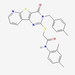 molecular formula C27H24N4O2S2 B2610631 N-(2,4-dimethylphenyl)-2-((3-(4-methylbenzyl)-4-oxo-3,4-dihydropyrido[3',2':4,5]thieno[3,2-d]pyrimidin-2-yl)thio)acetamide CAS No. 1223971-92-3