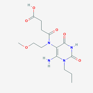 molecular formula C14H22N4O6 B2610639 3-[(6-Amino-2,4-dioxo-1-propyl-1,2,3,4-tetrahydropyrimidin-5-yl)(2-methoxyethyl)carbamoyl]propanoic acid CAS No. 743442-04-8