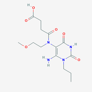 molecular formula C14H22N4O6 B2610639 3-[(6-氨基-2,4-二氧代-1-丙基-1,2,3,4-四氢嘧啶-5-基)(2-甲氧基乙基)氨基甲酰基]丙酸 CAS No. 743442-04-8