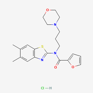 molecular formula C21H26ClN3O3S B2610640 N-(5,6-dimethylbenzo[d]thiazol-2-yl)-N-(3-morpholinopropyl)furan-2-carboxamide hydrochloride CAS No. 1217085-29-4