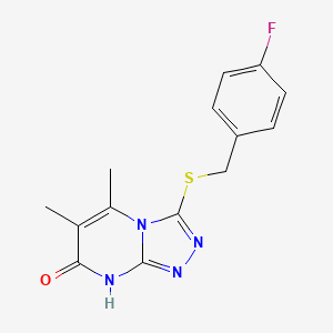 molecular formula C14H13FN4OS B2610661 3-((4-氟苯甲基)硫代)-5,6-二甲基-[1,2,4]三唑并[4,3-a]嘧啶-7(8H)-酮 CAS No. 891136-13-3