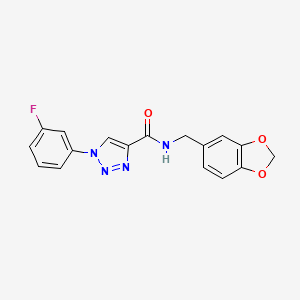 molecular formula C17H13FN4O3 B2610662 N-(1,3-benzodioxol-5-ylmethyl)-1-(3-fluorophenyl)-1H-1,2,3-triazole-4-carboxamide CAS No. 1226436-37-8