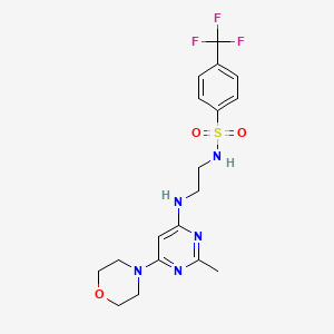 molecular formula C18H22F3N5O3S B2610664 N-(2-((2-甲基-6-吗啉嘧啶-4-基)氨基)乙基)-4-(三氟甲基)苯磺酰胺 CAS No. 1207046-92-1