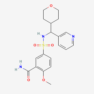 2-methoxy-5-{[(oxan-4-yl)(pyridin-3-yl)methyl]sulfamoyl}benzamide