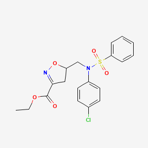 Ethyl 5-{[4-chloro(phenylsulfonyl)anilino]methyl}-4,5-dihydro-3-isoxazolecarboxylate