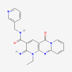 molecular formula C20H18N6O2 B2610705 1-ethyl-2-imino-5-oxo-N-(pyridin-3-ylmethyl)-2,5-dihydro-1H-dipyrido[1,2-a:2',3'-d]pyrimidine-3-carboxamide CAS No. 618079-72-4