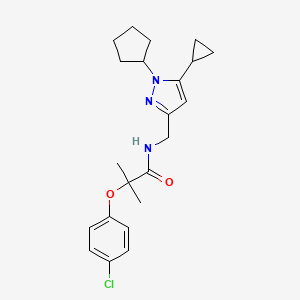 2-(4-chlorophenoxy)-N-((1-cyclopentyl-5-cyclopropyl-1H-pyrazol-3-yl)methyl)-2-methylpropanamide