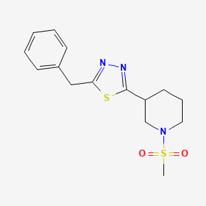 molecular formula C15H19N3O2S2 B2610715 2-Benzyl-5-(1-(methylsulfonyl)piperidin-3-yl)-1,3,4-thiadiazole CAS No. 1203168-85-7