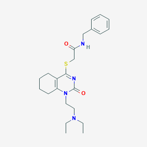 molecular formula C23H32N4O2S B2610716 N-苄基-2-((1-(2-(二乙氨基)乙基)-2-氧代-1,2,5,6,7,8-六氢喹唑啉-4-基)硫代)乙酰胺 CAS No. 899949-75-8