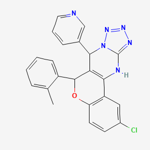 molecular formula C23H17ClN6O B2610721 2-chloro-7-(pyridin-3-yl)-6-(o-tolyl)-7,12-dihydro-6H-chromeno[4,3-d]tetrazolo[1,5-a]pyrimidine CAS No. 923147-65-3