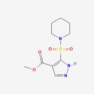molecular formula C10H15N3O4S B2610726 methyl 5-(piperidin-1-ylsulfonyl)-1H-pyrazole-4-carboxylate CAS No. 1260995-95-6