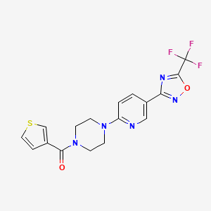 molecular formula C17H14F3N5O2S B2610743 噻吩-3-基(4-(5-(5-(三氟甲基)-1,2,4-恶二唑-3-基)吡啶-2-基)哌嗪-1-基)甲酮 CAS No. 1421443-98-2