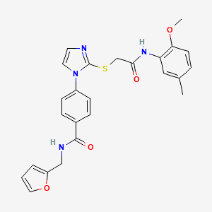 molecular formula C25H24N4O4S B2610748 N-(2-呋喃甲基)-4-[2-({2-[(2-甲氧基-5-甲苯基)氨基]-2-氧代乙基}硫代)-1H-咪唑-1-基]苯甲酰胺 CAS No. 1226458-43-0