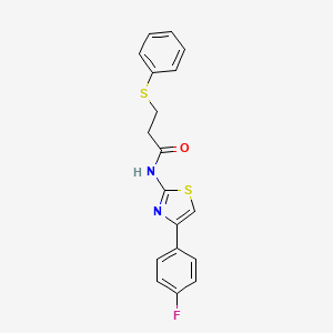 molecular formula C18H15FN2OS2 B2610751 N-(4-(4-氟苯基)噻唑-2-基)-3-(苯硫基)丙酰胺 CAS No. 392322-62-2