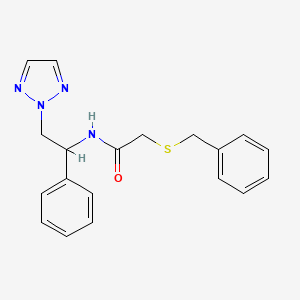 molecular formula C19H20N4OS B2610756 2-(benzylthio)-N-(1-phenyl-2-(2H-1,2,3-triazol-2-yl)ethyl)acetamide CAS No. 2034438-07-6