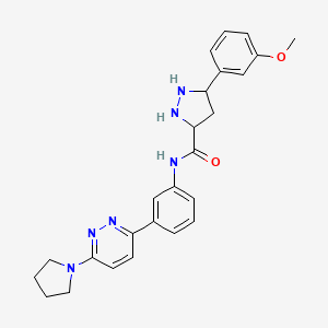 molecular formula C25H24N6O2 B2610769 5-(3-methoxyphenyl)-N-[3-(6-pyrrolidin-1-ylpyridazin-3-yl)phenyl]pyrazolidine-3-carboxamide CAS No. 1239069-08-9