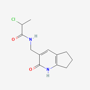 molecular formula C12H15ClN2O2 B2610778 2-Chloro-N-[(2-oxo-1,5,6,7-tetrahydrocyclopenta[b]pyridin-3-yl)methyl]propanamide CAS No. 2411289-80-8