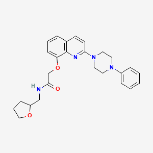 molecular formula C26H30N4O3 B2610794 2-((2-(4-苯基哌嗪-1-基)喹啉-8-基)氧基)-N-((四氢呋喃-2-基)甲基)乙酰胺 CAS No. 941909-95-1