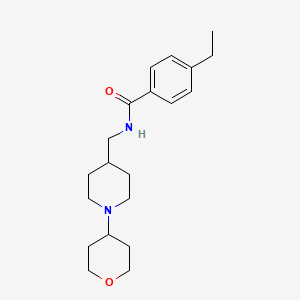 4-ethyl-N-((1-(tetrahydro-2H-pyran-4-yl)piperidin-4-yl)methyl)benzamide